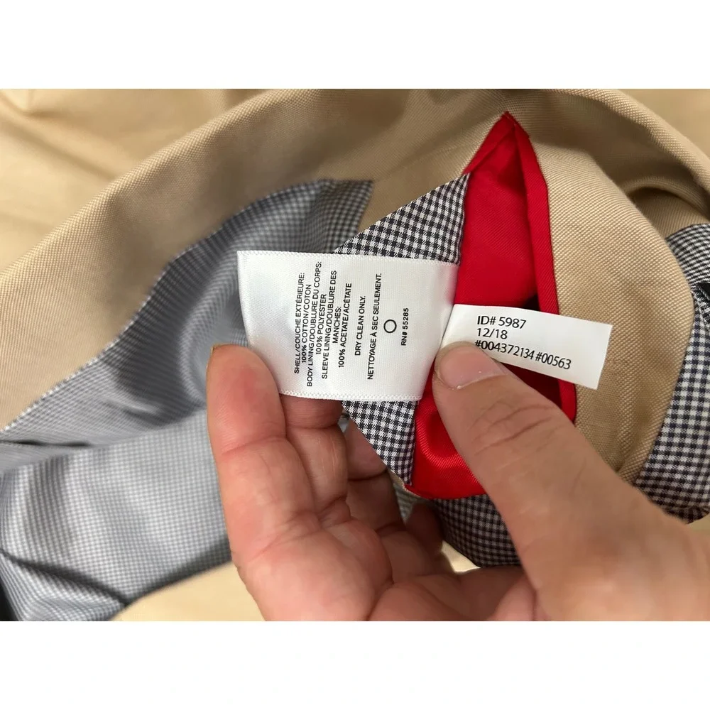 Express Slim Fit Cotton Blazer Mens 46R Tan Stretch Preppy Gingham Lining Jacket